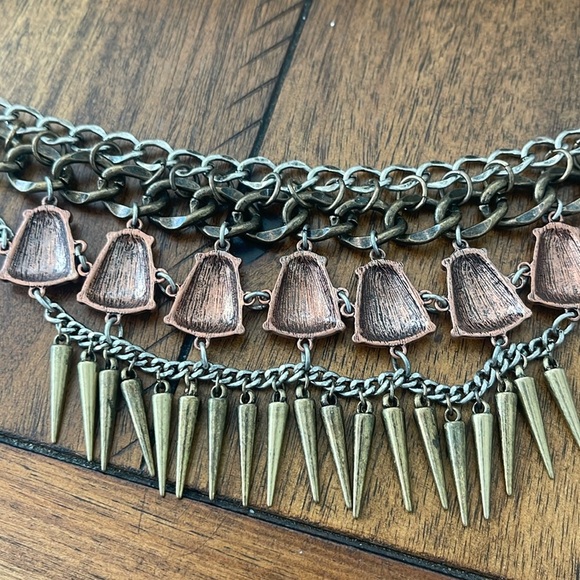 Urban Outfitters chunky linked necklace collar choker spike bib edgy - Picture 13 of 15